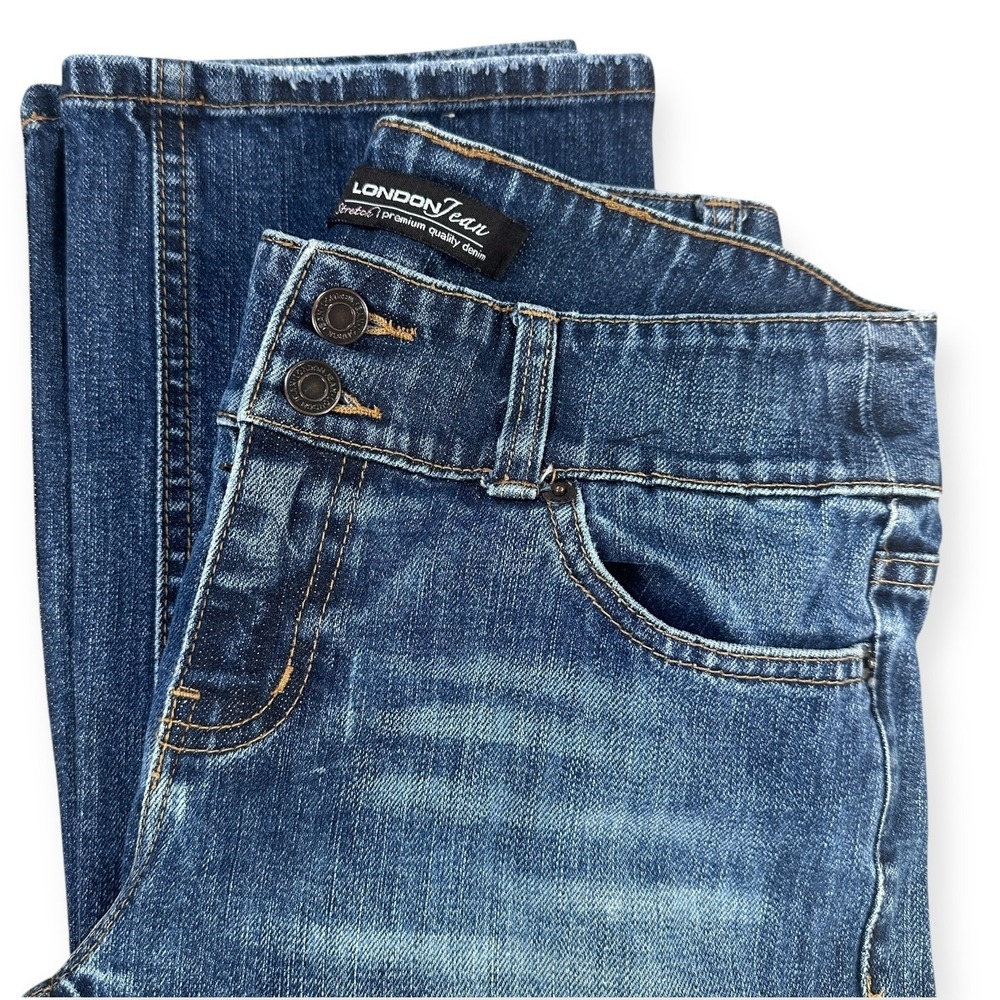 LONDON JEAN‎ Womens Bootcut Jeans Blue Wash Size 6 High Rise Stretch Denim